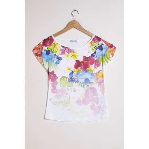 Boat-neck floral t-shirt terranova  kwiatowy