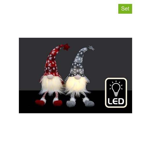SiL Interiors Lampy dekoracyjne (2 szt.) &quot;Santa&quot; w kolorze szaro-czerwonym - wys. 50 cm ze sklepu Limango Polska w kategorii Dekoracje bożonarodzeniowe - zdjęcie 175769008