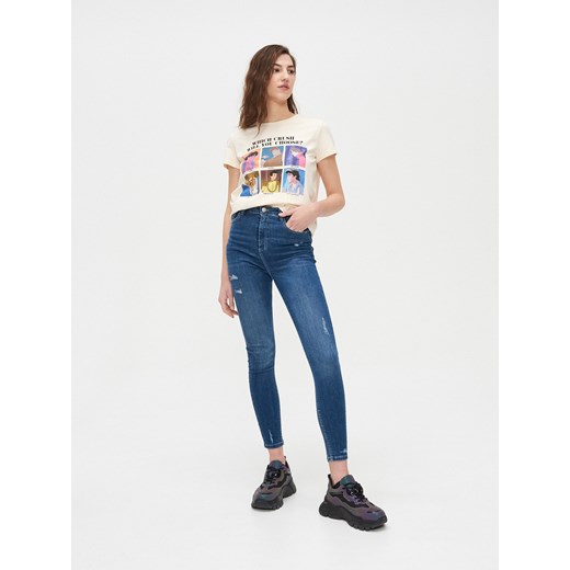 Cropp - Koszulka Disney - kremowy Cropp S Cropp okazja