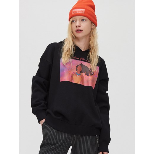Cropp - Bluza z nadrukiem Pocahontas - czarny Cropp XS Cropp wyprzedaż