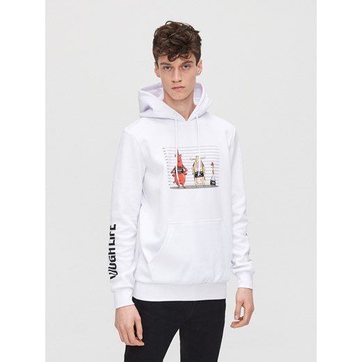 Cropp - Bluza z nadrukiem Cow and Chicken - biały Cropp L promocja Cropp