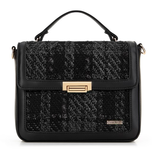 Damska torebka crossbody z tkaniny bouclé czarna ze sklepu WITTCHEN w kategorii Listonoszki - zdjęcie 175784719