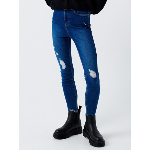 Cropp - Jeansy super high waist - niebieski Cropp 34 Cropp wyprzedaż