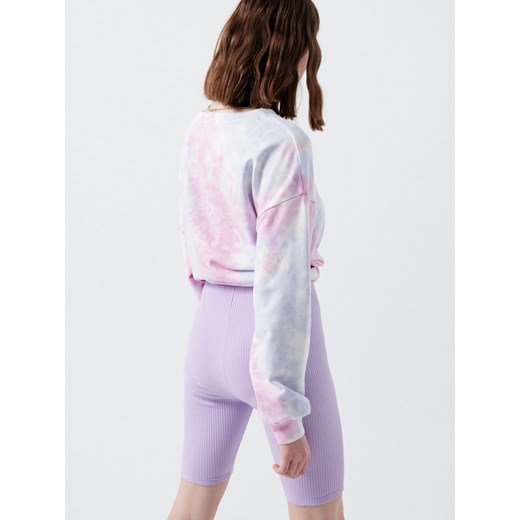 Cropp - Kolarki z prążkowanej dzianiny - purpurowy Cropp M wyprzedaż Cropp