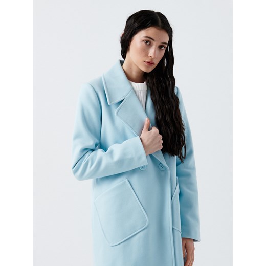 Cropp - Dwurzędowy płaszcz oversize - błękitny Cropp XL promocyjna cena Cropp