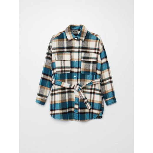 Cropp - Kurtka koszulowa w kratę - niebieski Cropp S Cropp okazja