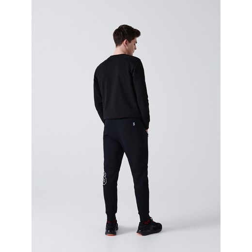 Cropp - Joggery z nadrukiem - czarny Cropp S Cropp okazja