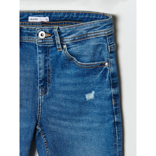 Cropp - Błękitne jeansy skinny z przetarciami - niebieski Cropp 42 okazyjna cena Cropp