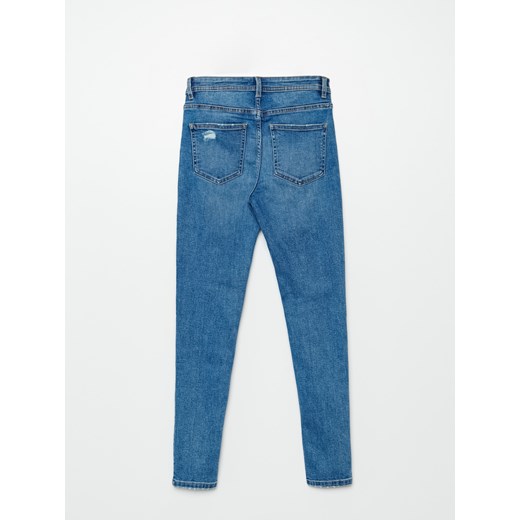 Cropp - Błękitne jeansy skinny z przetarciami - niebieski Cropp 34 wyprzedaż Cropp
