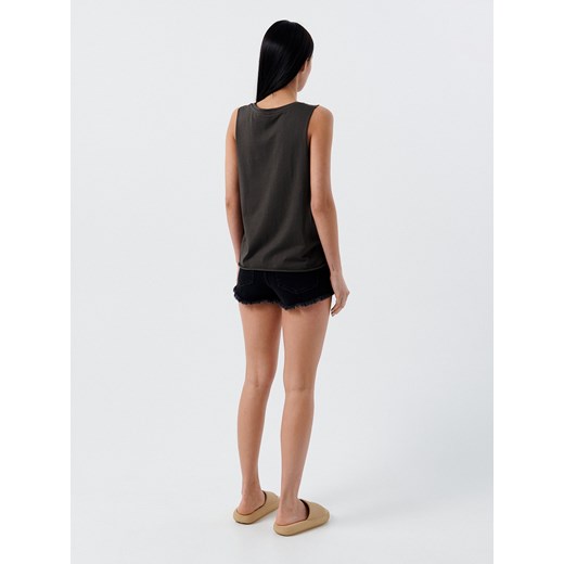 Cropp - Top oversize z nadrukiem - szary Cropp L Cropp