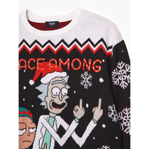 Cropp - Świąteczny sweter Rick and Morty - czarny Cropp S wyprzedaż Cropp