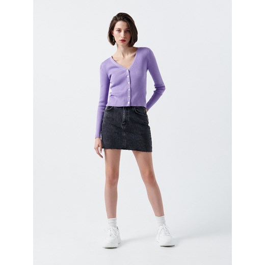 Cropp - Kardigan w prążki - fioletowy Cropp M okazja Cropp
