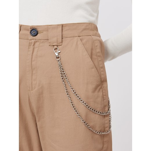 Cropp - Joggery high waist z łańcuchem - beżowy Cropp 36 wyprzedaż Cropp
