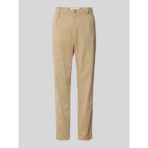 Spodnie o kroju tapered fit z zakładkami w pasie i szlufkami na pasek ze sklepu Peek&Cloppenburg  w kategorii Spodnie damskie - zdjęcie 175818379