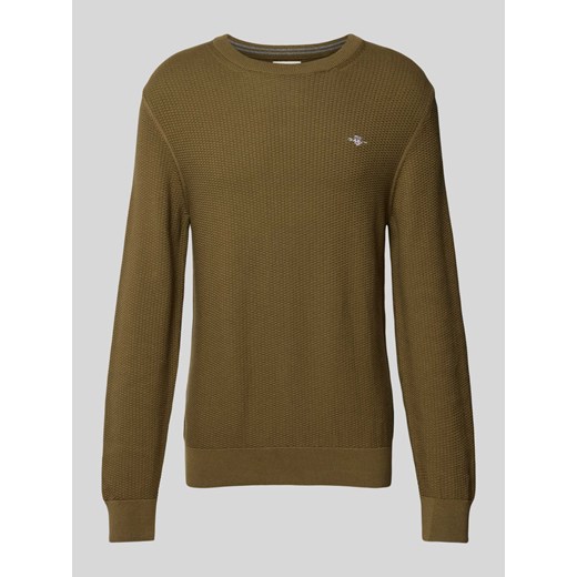 Sweter z dzianiny z fakturowanym wzorem i okrągłym dekoltem ze sklepu Peek&Cloppenburg  w kategorii Swetry męskie - zdjęcie 175818518