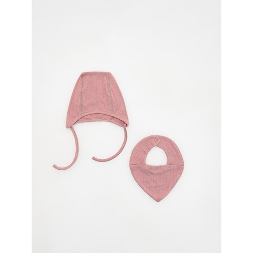 Reserved - Komplet czapka z chustką - brudny róż ze sklepu Reserved w kategorii Czapki dziecięce - zdjęcie 175825249