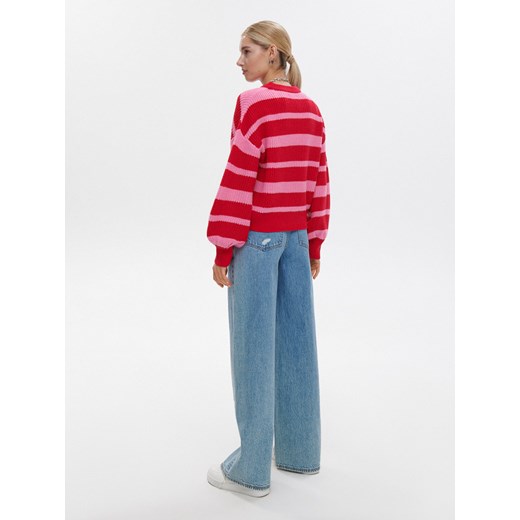Cropp - Sweter w czerwono-różowe paski - czerwony Cropp L wyprzedaż Cropp
