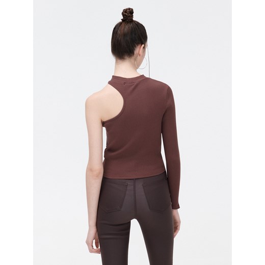 Cropp - Brązowa asymetryczna bluzka - brązowy Cropp L Cropp