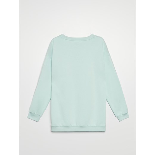 Cropp - Bluza z haftowanym napisem - niebieski Cropp XS okazja Cropp