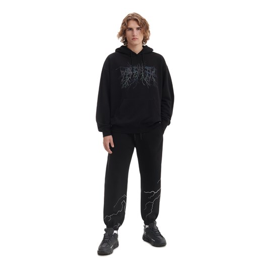 Cropp - Dresowe joggery z odblaskowym printem - czarny Cropp L Cropp