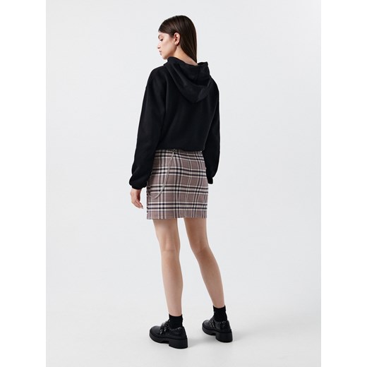 Cropp - Spódnica mini w kratę - beżowy Cropp XS okazja Cropp
