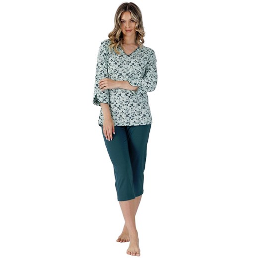 Bawełniana piżama damska Albena 1481, Kolor zielony-wzór, Rozmiar M, Leveza ze sklepu Intymna w kategorii Piżamy damskie - zdjęcie 175852817
