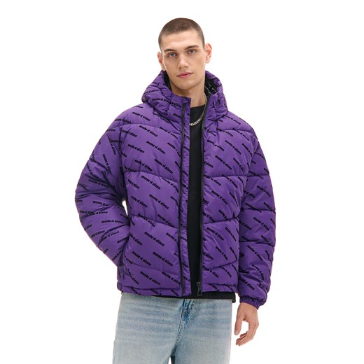 Cropp - Fioletowa kurtka puffer z kapturem - fioletowy ze sklepu Cropp w kategorii Kurtki męskie - zdjęcie 175854136