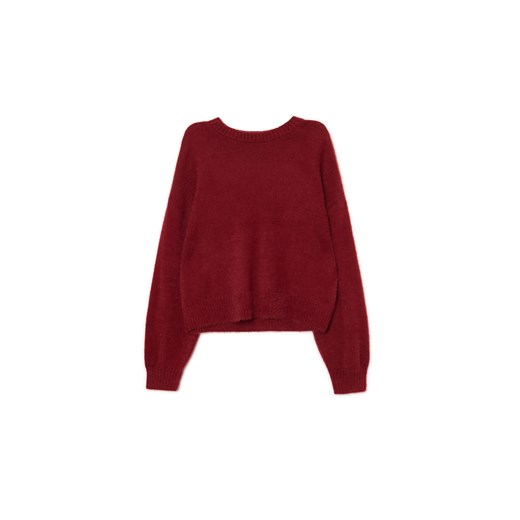 Cropp - Puszysty bordowy sweter - kasztanowy ze sklepu Cropp w kategorii Swetry damskie - zdjęcie 175854897