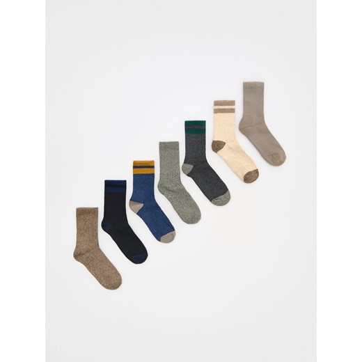 Reserved - Skarpetki z bawełną 7 pack - beżowy ze sklepu Reserved w kategorii Skarpetki dziecięce - zdjęcie 175855245