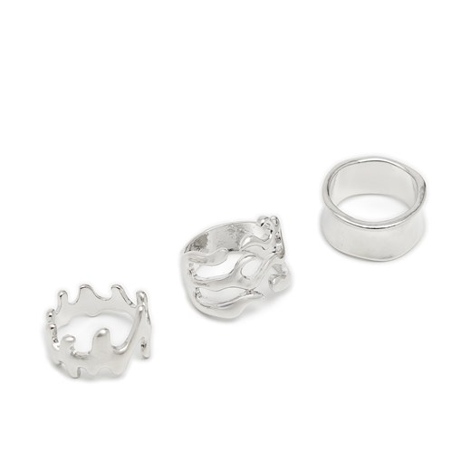 Cropp - 3 pack męskich pierścieni - srebrny Cropp S/M wyprzedaż Cropp