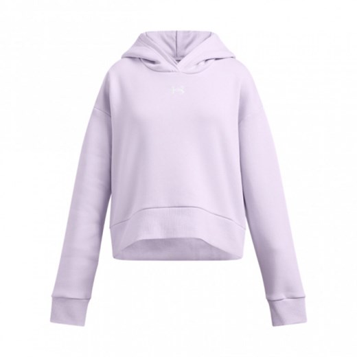 Dziewczęca bluza dresowa nierozpinana z kapturem Under Armour UA Rival Fleece Hoodie - fioletowa ze sklepu Sportstylestory.com w kategorii Bluzy damskie - zdjęcie 175858078