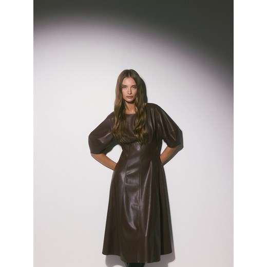 Sukienka Reserved skórzana rozkloszowana mini 