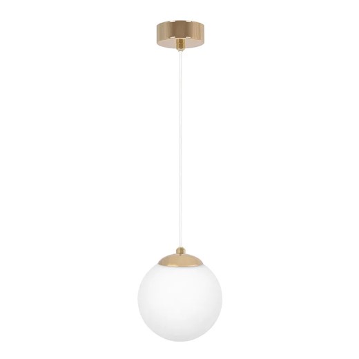 Złoto-biała lampa wisząca ze szklanym okrągłym kloszem - A675 G1-Z38 ze sklepu Edinos.pl w kategorii Lampy wiszące - zdjęcie 175860989