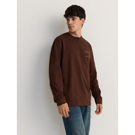 Reserved - Longsleeve regular z nadrukiem - mahoniowy ze sklepu Reserved w kategorii T-shirty męskie - zdjęcie 175868496