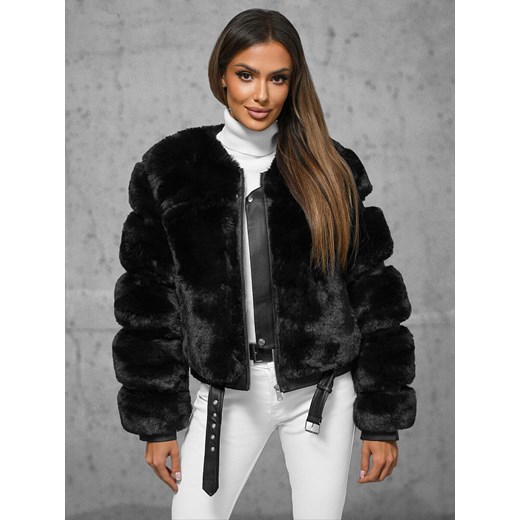 Kurtka zimowa damska z futerkiem czarna OZONEE JS/11Z8080 Ozonee XL ozonee.pl