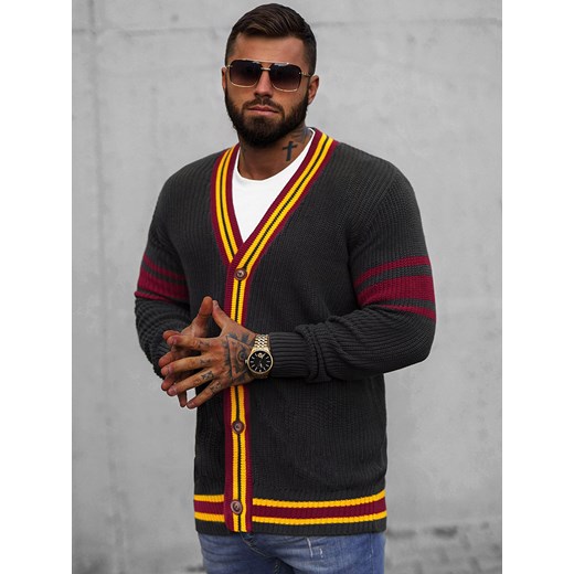 Sweter męski kardigan grafitowy OZONEE O/H9600 Ozonee XL ozonee.pl