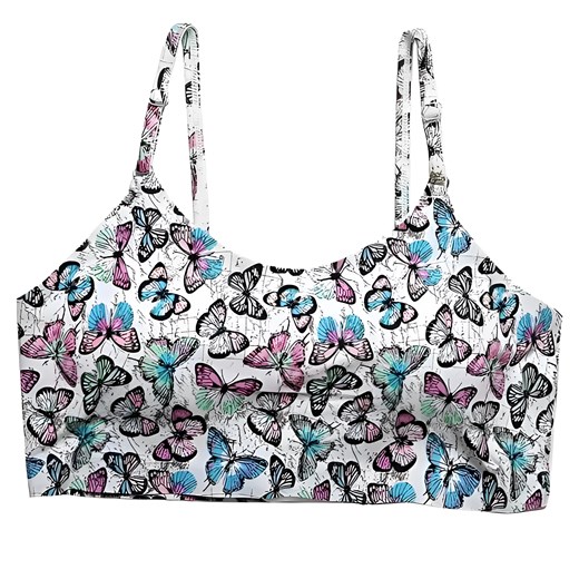 Biustonosz bralette w kolorowe wzory - Biały / S ze sklepu Valetta.pl w kategorii Biustonosze - zdjęcie 175899655