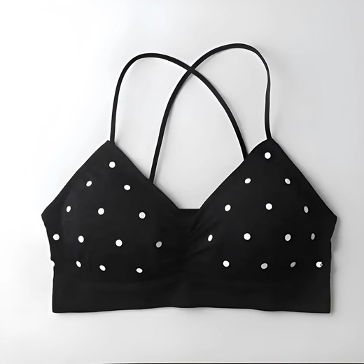 Biustonosz bralette w kropki - Czarny / Uniwersalny ze sklepu Valetta.pl w kategorii Biustonosze - zdjęcie 175901216