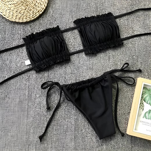 Dwuczęściowy strój kąpielowy bikini bez ramiączek - Czarny / S ze sklepu Valetta.pl w kategorii Stroje kąpielowe - zdjęcie 175901458