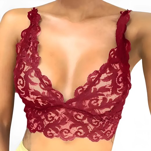 Biustonosz koronkowy bralette - Czerwony / S ze sklepu Valetta.pl w kategorii Biustonosze - zdjęcie 175902586