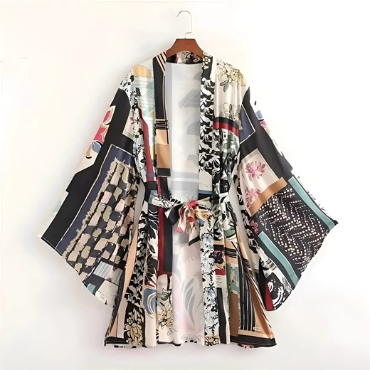 Kolorowe kimono plażowe - Kolorowy / S ze sklepu Valetta.pl w kategorii Odzież plażowa - zdjęcie 175904165
