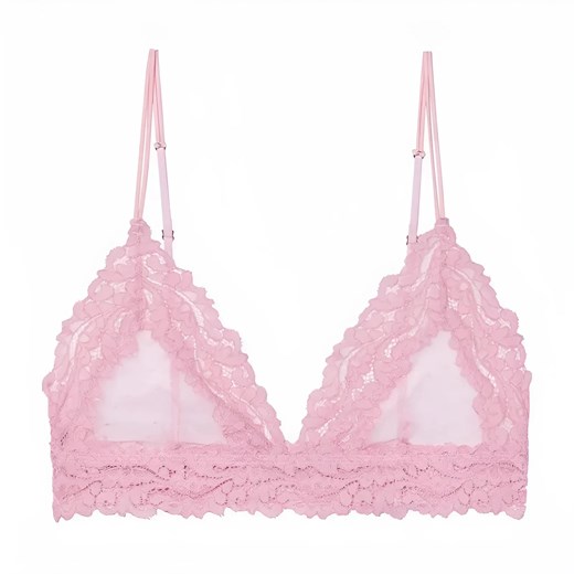 Koronkowy biustonosz bralette - Różowy / S ze sklepu Valetta.pl w kategorii Biustonosze - zdjęcie 175906505