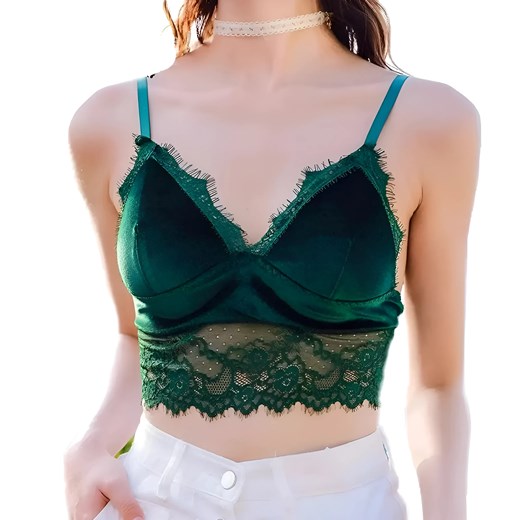 Biustonosz koronkowy bralette w formie topu - Zielony / Uniwersalny ze sklepu Valetta.pl w kategorii Biustonosze - zdjęcie 175908338