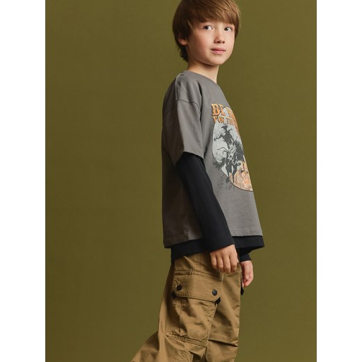 Reserved - Bawełniany longsleeve - czarny Reserved 134/140 (8-9 lat) Reserved