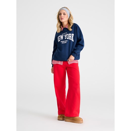 Sinsay - Bluza z napisem New York - granatowy Sinsay M Sinsay
