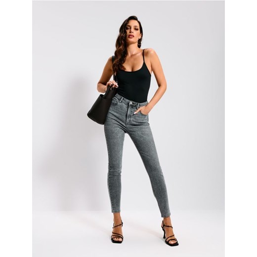 Sinsay - Jeansy super skinny high waist - szary ze sklepu Sinsay w kategorii Jeansy damskie - zdjęcie 175914119