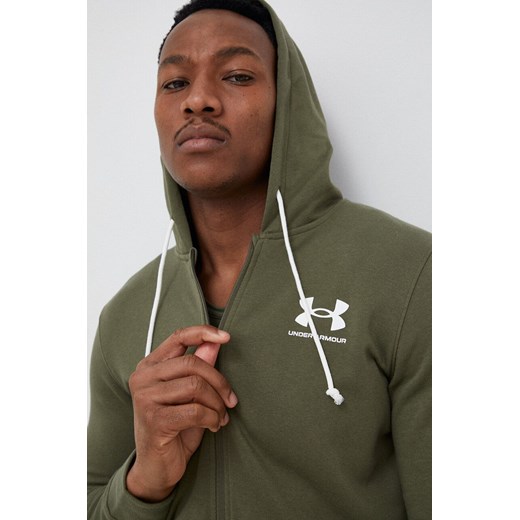 Under Armour bluza męska kolor zielony z kapturem gładka ze sklepu ANSWEAR.com w kategorii Bluzy męskie - zdjęcie 175920607