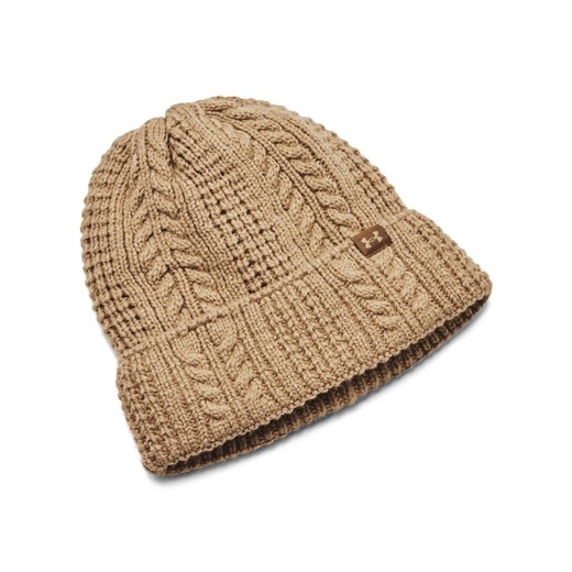 Damska czapka zimowa Under Armour W Halftime Cable Knit Beanie - brązowa ze sklepu Sportstylestory.com w kategorii Czapki zimowe damskie - zdjęcie 175923345