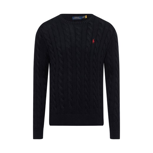 Polo Ralph Lauren Męski sweter Mężczyźni Bawełna granatowy jednolity ze sklepu vangraaf w kategorii Swetry męskie - zdjęcie 175923665