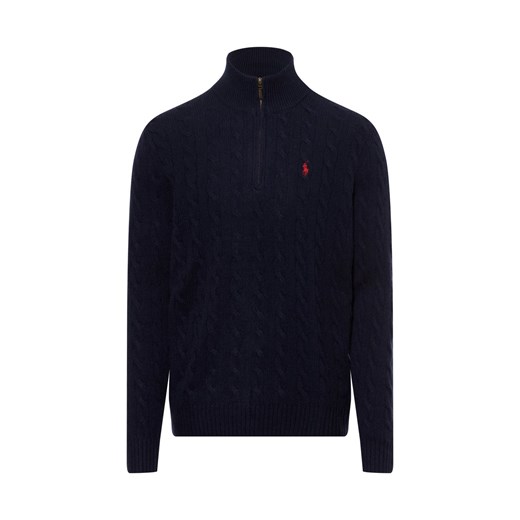 Polo Ralph Lauren Męski sweter z dzianiny Mężczyźni Wełna granatowy jednolity ze sklepu vangraaf w kategorii Swetry męskie - zdjęcie 175923667